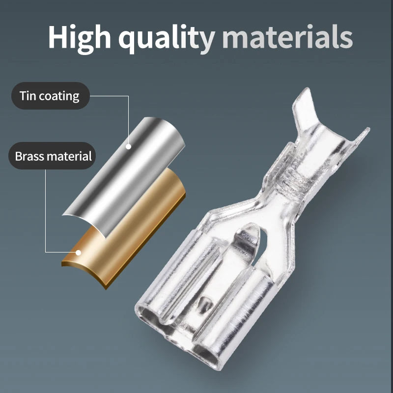 Locking plug spring terminal block 4.8/6.3Snap on self-locking insertion and extraction of cold pressed terminals 50/100 set