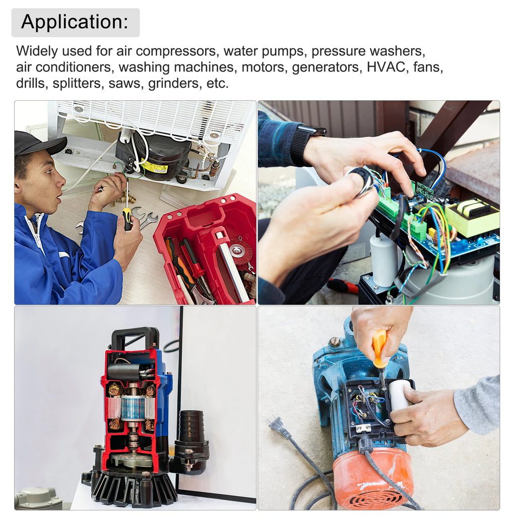 1Pcs CBB60 Run Capacitor 30-50uF 250V AC 2Wire 50/60Hz Cylinder with Terminal M8 Fixing Stud for Air Compressor Water Pump Motor