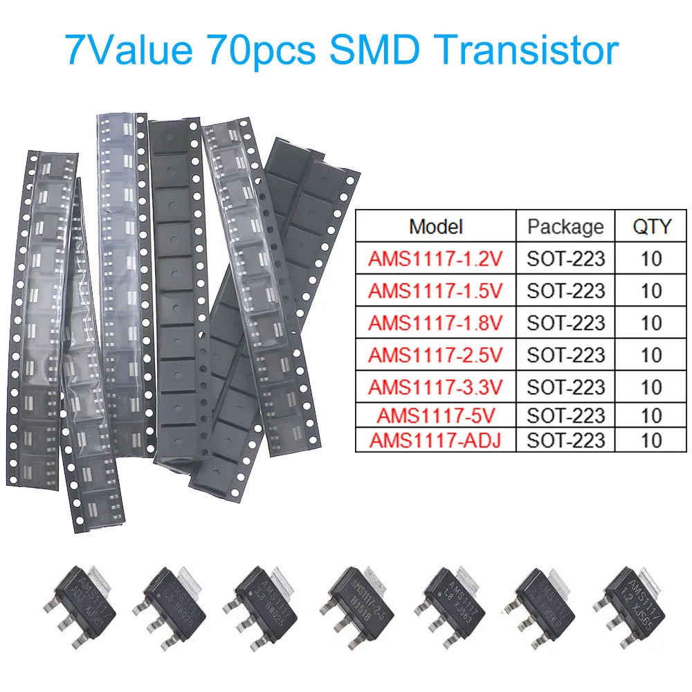 DIP SMD Mosfet Triode Thyristor PNP NPN Voltage Regulator Chip Transistor Assortment Kit SOT-23 TO-92 TO-126 TO-220 DIY Mix Set