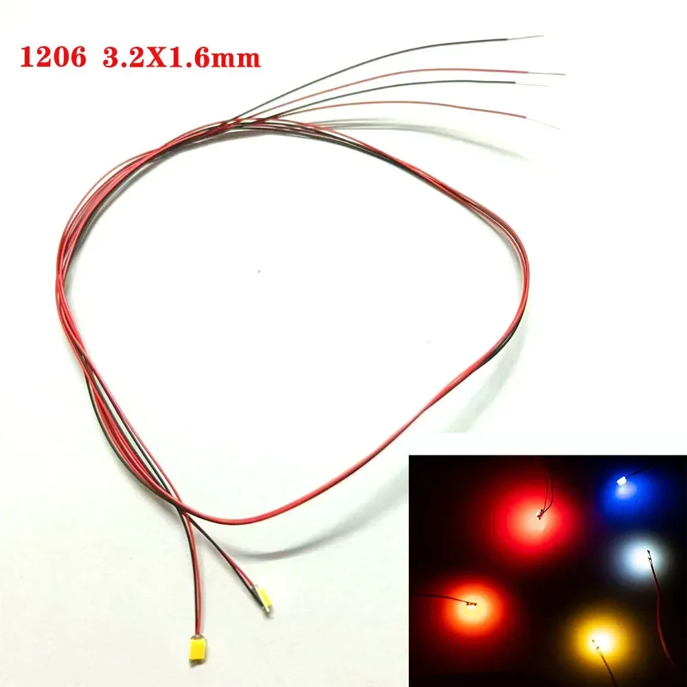 100Pcs/Lot 0402 0603 0805 1206 Led SMD Wire For Model Train HO N OO Scale Red Black Line Pre-soldered Micro Litz Diorama Railway