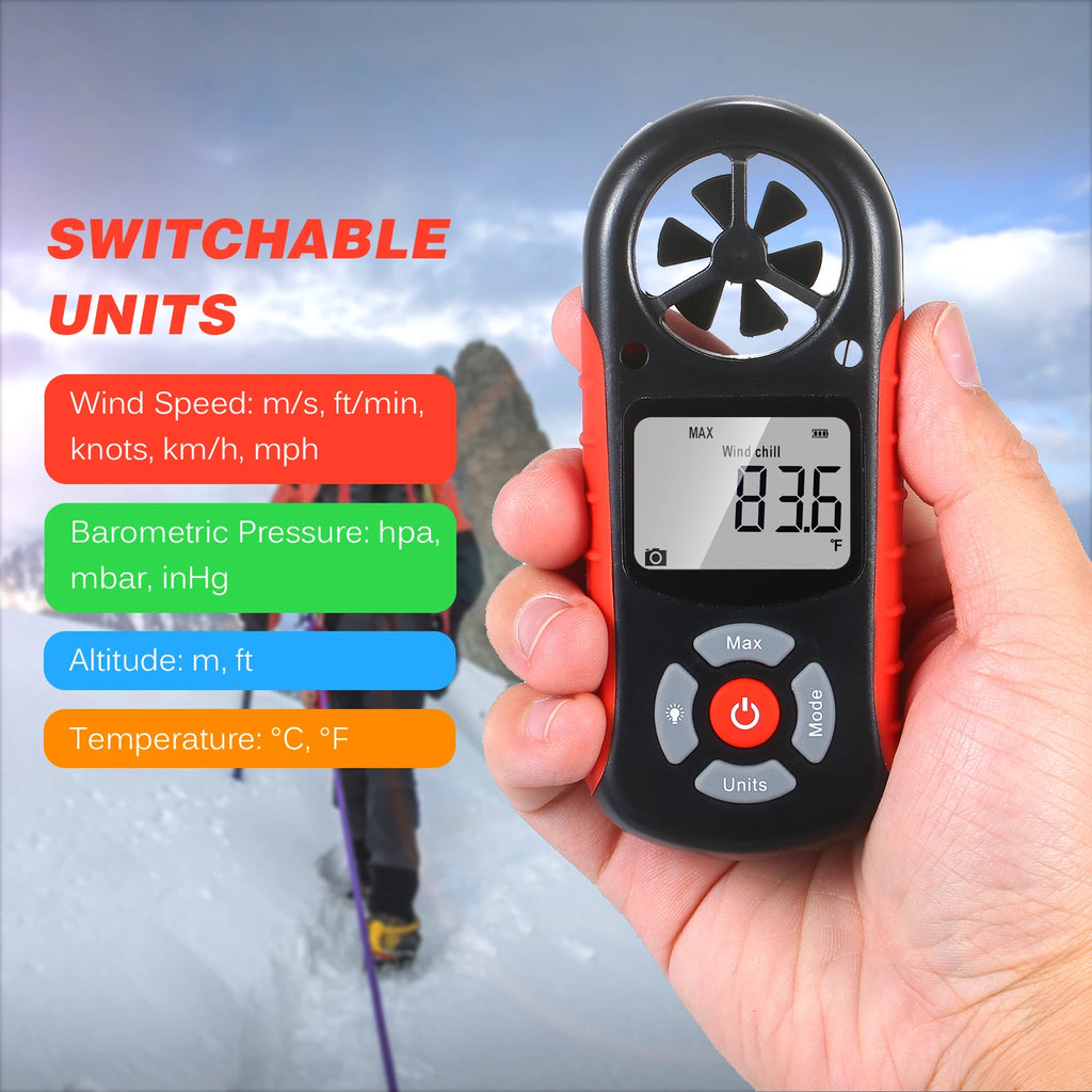 TL-303 Digital Anemometer Wind Speed Wind Chill Temperature Humidity Heat Index Dew Point Barometric Pressure Altitude Meter