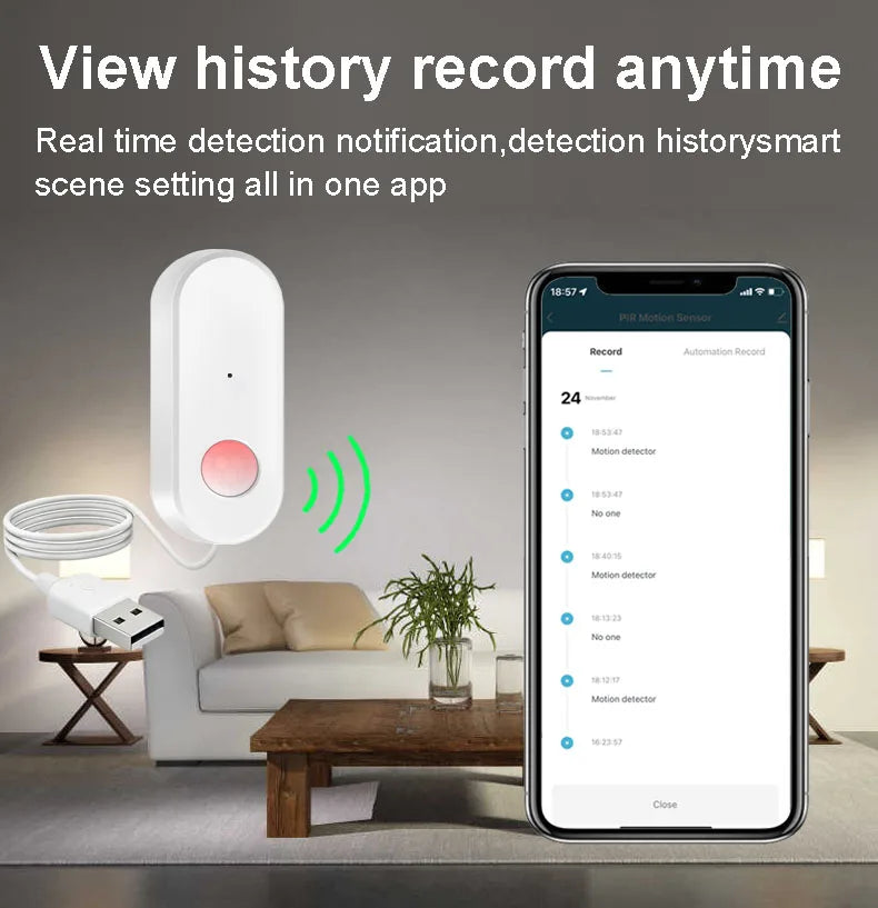 WiFi Human Motion Sensor PIR Infrared Detector Works With Tuya Smart Life APP Home Security Anti-theft Devices Support Alexa