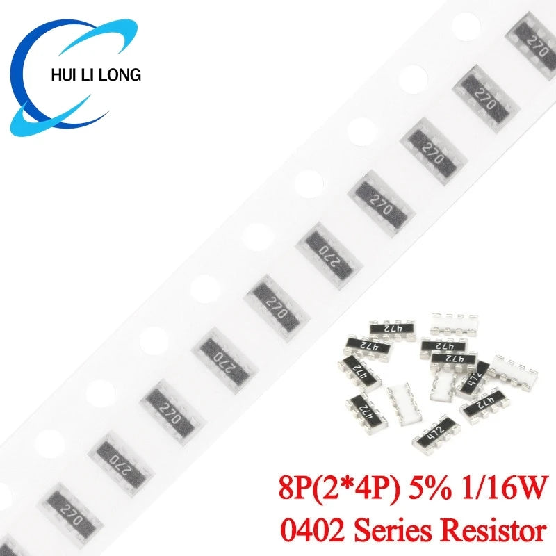 100PCS 0402 Network Resistor 5% 8P 2x4P 1/16W 0 30 33 51 56 68 75 82 100 220 470 1K 1.5K 2K 5.1K 6.8K 8.2K 10K 15K 47K 510K ohm