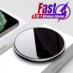 Phone Acrylic Metal Wireless Charger Station Led Light for iPhone 16 15 14 13 12 Pro Max Samsung S24 Xiaomi Mini Fast Charging