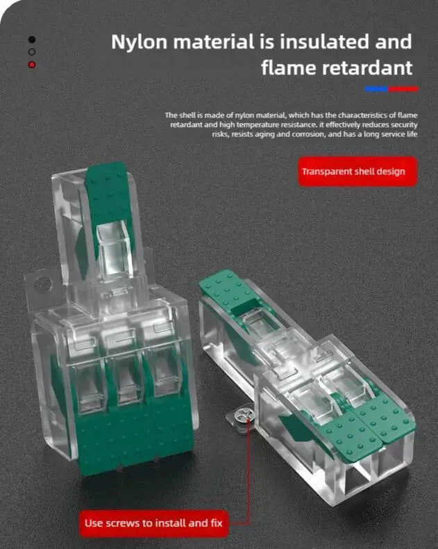 Wire Connector Electrical Lever Strip Connectors Cage Spring Universal Compact Quick Wiring Conductors Push-in Terminal Blocks