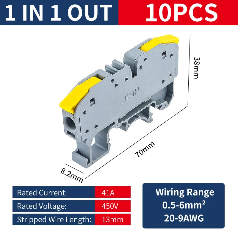6MM DIN Rail Terminal Blocks Free Splicing Compact Quick Lever Wiring Connector Spring Cable Connection Terminal Press 32A 450V