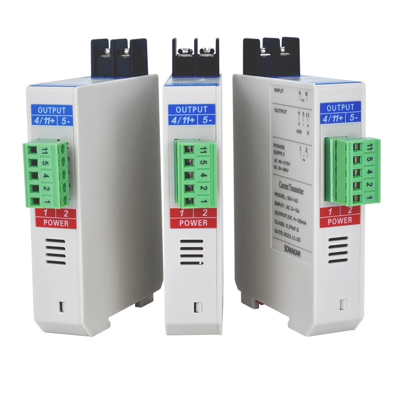AC DC Current Transmitter Sensor AC 0-5A Input 4-20mA 0-10V Output DC 24V 220V Power Supply  Voltage Transducer