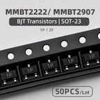 50PCS SOT-23 SMD Transistor MMBT2222 MMBT2907 Marking 1P 2F NPN PNP BJT Triode Switching Transistors Array Assortment Kit