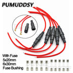 5Set 5*20mm 6*30mm Glass Fuse Holder Screw Type 5X20mm with 22AWG Wire Cable 250V 5X20MM Glass Fuse Tube Fuse Casing 6x30mm