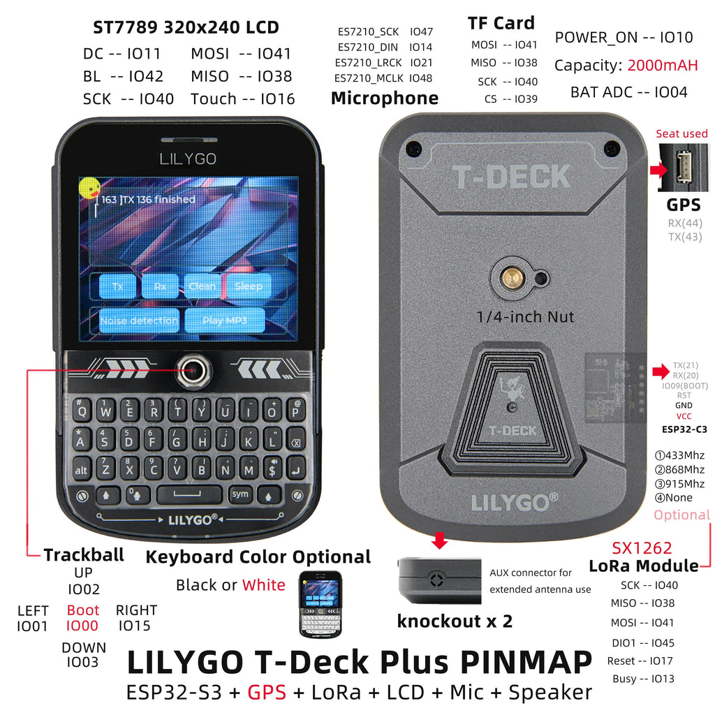 LILYGO Meshtastic T-Deck Plus ESP32-S3 LoRa Development Board LoRaWAN Low-Power Remote Communication Module