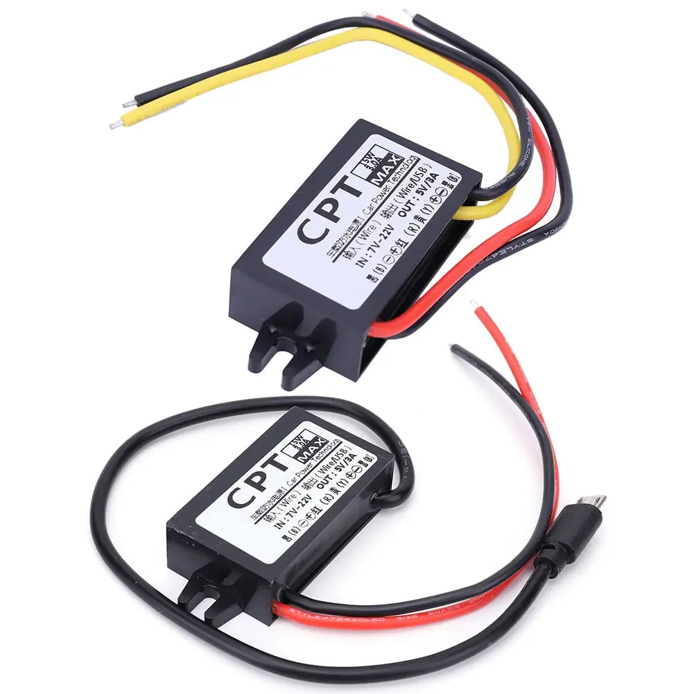 12V To 5V 3A 15W DC/DC Converter Regulator Waterproof CPT Car Power Converter Output Power Adapter Wire Interface