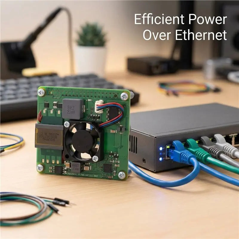 Efficientt-For Raspberry Pi Poe+ HAT Expansion Board 802.3Af/At For Raspberry Pi 4B/3B+ Poe+ HAT With Cooling Fan