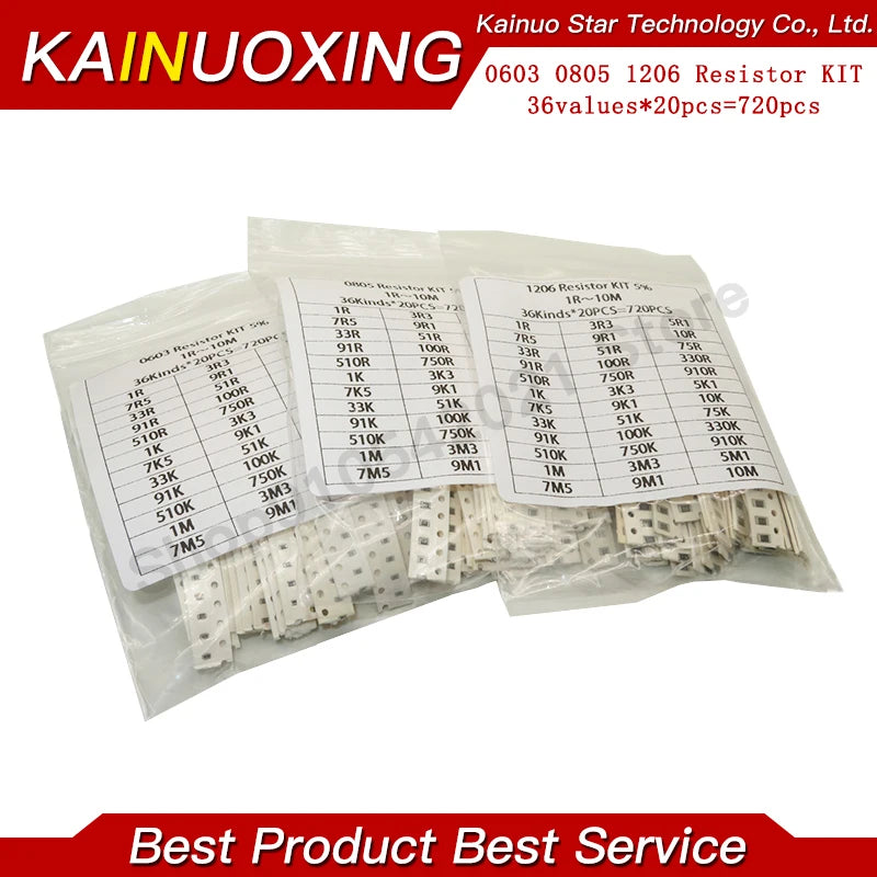 50/200/330/660/720/2000/4000PCS 0402 0603 0805 1206 1210 2512 SMD Resistor Kit Assorted Kit 10K 100K 1R 100R 220R 1% 5%