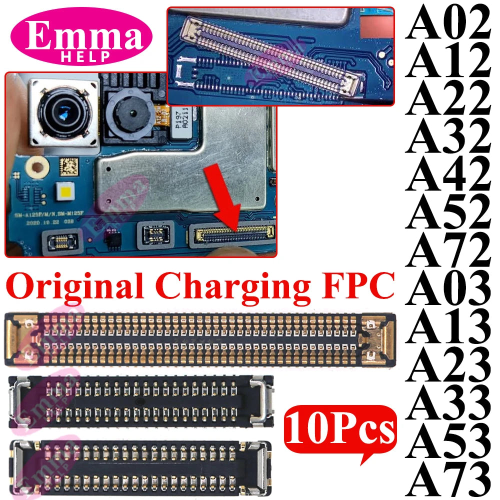 10Pcs USB Charger Charging Port FPC Connector For Samsung Galaxy A12 A22 A32 A52 A72 A02 A03 A13 A23 A33 A53 A73 Plug On Board