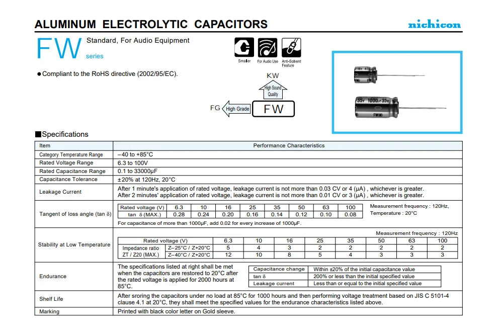 5Pcs/20Pcs NICHICON 330uF/100V FW Series 12.5x25mm 100V330uF HiFi Audio Electrolytic Capacitor