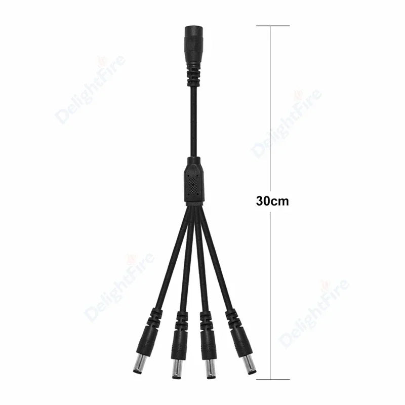 DC Power 1 Female to 2 Male 5.5mm x 2.1mm Barrel Plug Y Splitter Adapter Splitter Cord for Surveillance Camera LED Strip Light