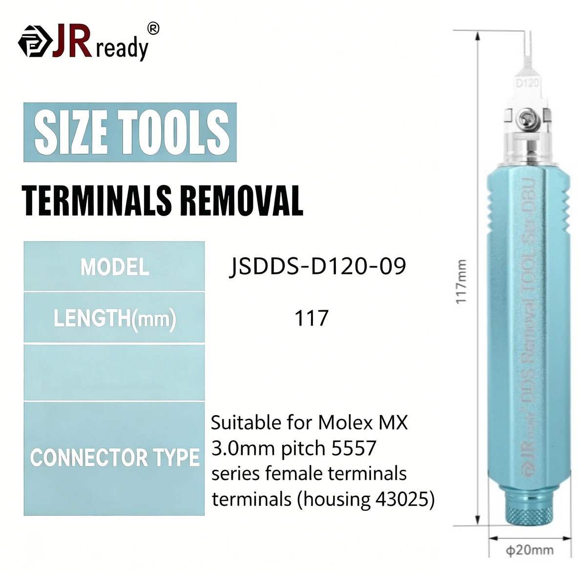 JRready JRDDS Series Terminal Tool Suitable For 5557/5559/Molex MX/AMP MCP 1.5K Connectors & VW/Audi/Skoda Automotive Terminals