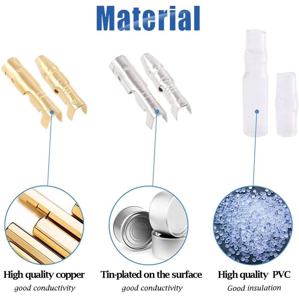 240pcs 3.9mm Brass Male Female Bullet Terminal Wire Connector Blocks with Insulation Sleeves for Car Truck Motorcycle Bike