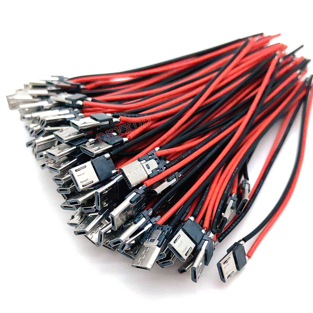 10pcs 2P Micro USB Male JACK 2Pin Welding Wire Male Connector Straight For Mobile Phone Charging Port Charging Socket