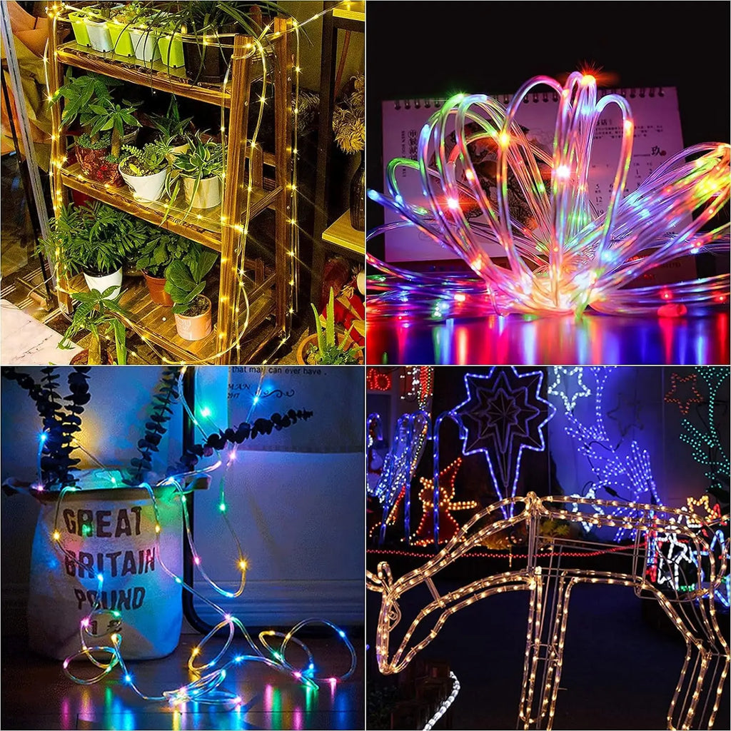 Solar Rope Lights Solar LED Light Path Deck Outdoor Garden Solar String Lights Waterproof Outdoor Lighting Strips 8 Light Modes