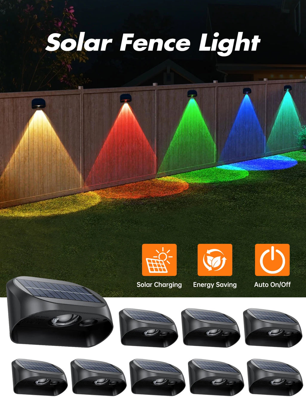 Solar Wall Lamp Solar Fence Lights with Warm White RGB Modes For Backyard Patio Deck Railing Wall Outdoor Waterproof Decor Light
