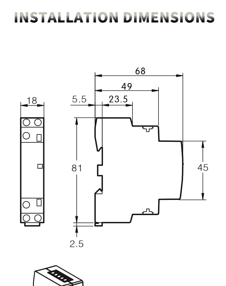 Modular Household Contactor 220V ICT 2P 16A 20A 25A 2NC 2NO 1NO 1NC 50/60Hz