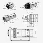 GX12 GX16 GX20 Aviation Plug Socket with 2M Wire 2 3 4 5 6 7 8 9 10 12 14 Pin Female Connector Cable Processing and Welding