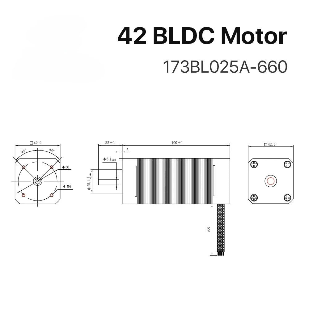 Nema17 105W BLDC Motor 42mm 3-Phase 4000Rpm 24VDC Square Brushless Motor with Hall-Sensor For 3D Printer
