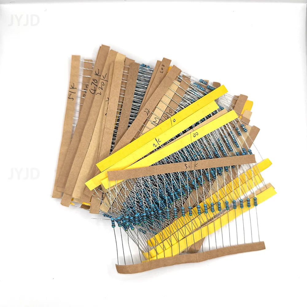 300/600pcs 1/4w Metal Film Resistor 30 Values Resistance Kit 10R-1M 0.25W 1% Resistors Set