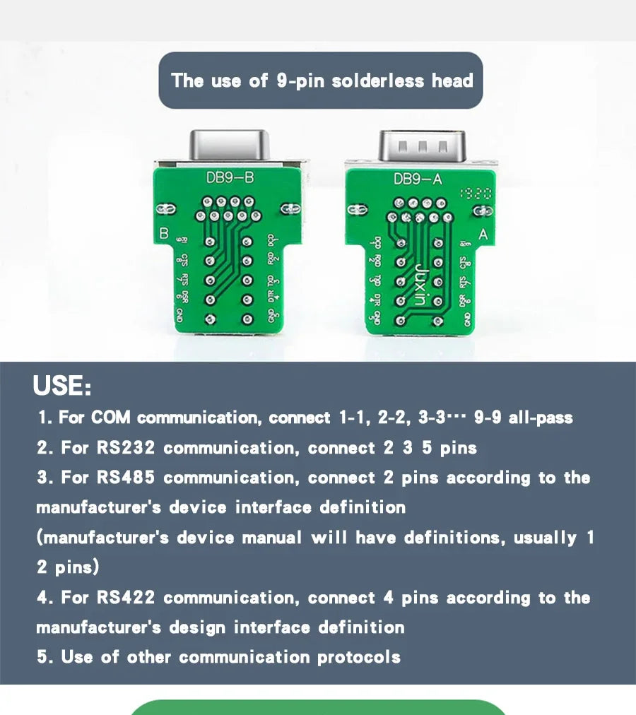 DB9 DB15 DB25 Connector D-SUB 9 15 25 Pin Male Female Plug RS232 RS485 Breakout Terminals 21-24 AWG Wire Solderless Connectors
