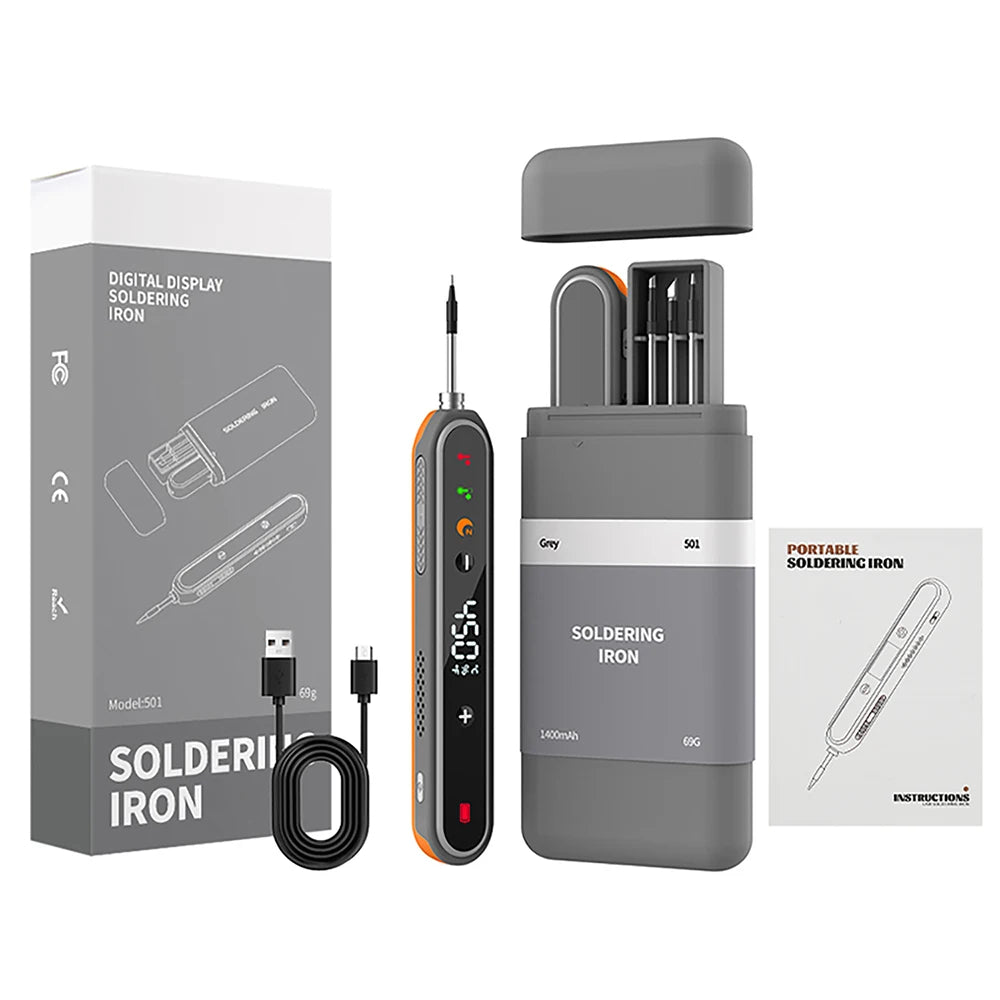 USB 1400mAh Battery Intelligent Soldering Iron Type C Interface Wireless Temperature Control High-power Solder Welding Iron Tool