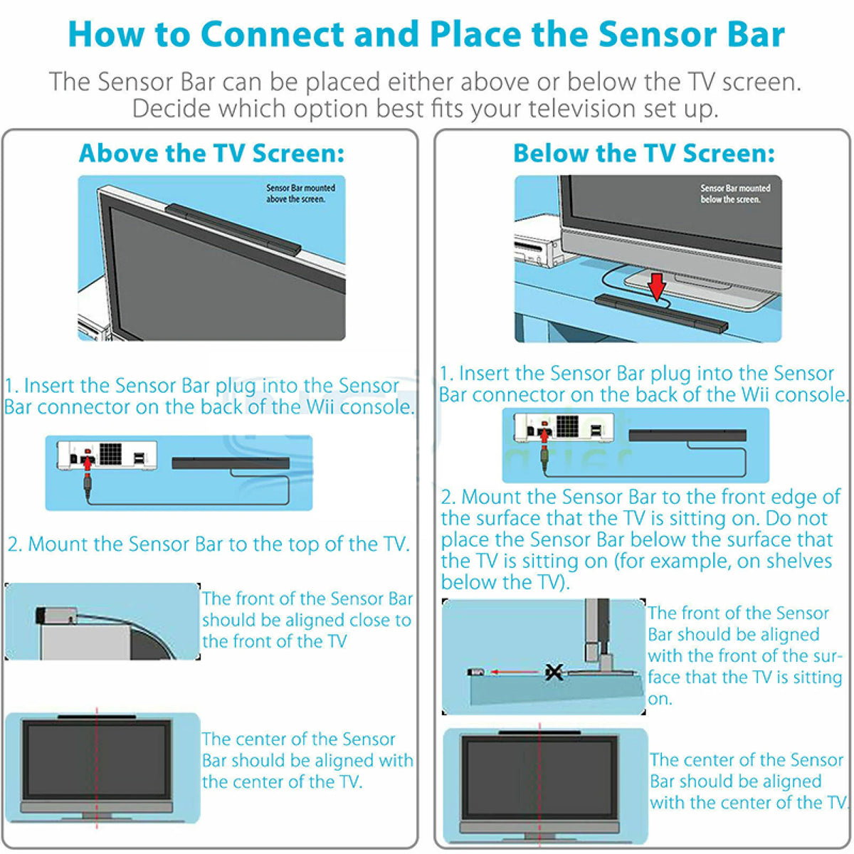 Plug & Play Wired Sensor Bar For Nintendo Wii & Wii U Controller Wired IR Infrared Ray Inductor Sensor Bar For Nintendo Game