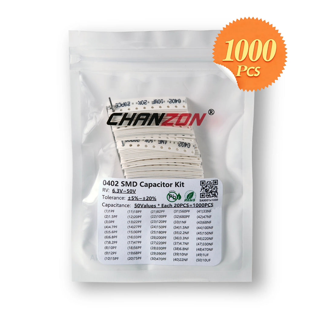 1PF-22UF New MLCC SMD Capacitor Assorted Kit 0402 0603 0805 1206 Assorted Kits Capacity Chip Chanzon Capacity package