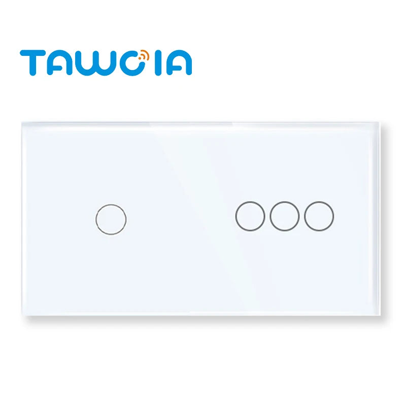 TAWOIA 1/2/3 Gang Touch Switch Double Light Switch Triple Sensor Switch 1Way EU Standard Glass Panel Blue backlight White Series