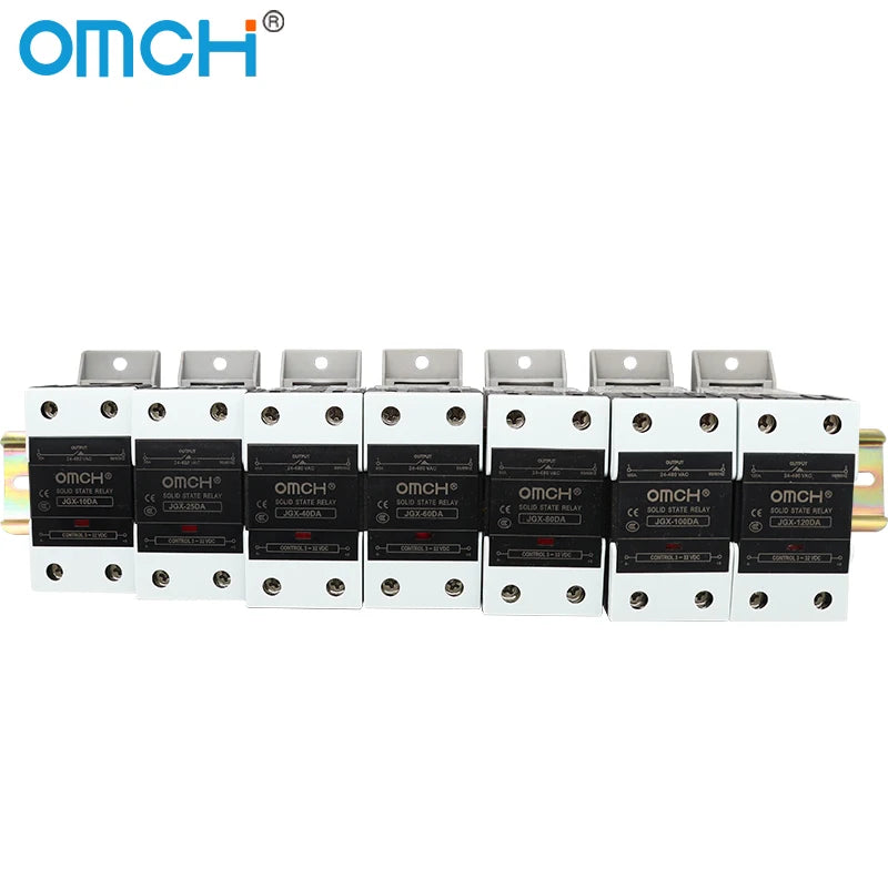 OMCH DIN Rail SSR Solid State Relay With Aluminum Heat Sink DA AA DD 3-32VDC 10A 25A 40A 60A 80A 100A 120A Single Phase Control