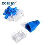 ZoeRax 50PCS RJ45 Cat6 CAT5E UnShielded Pass Through Connector and Strain Relief Boots Kit Gold-Plated 8P8C RJ45 Modular Plug