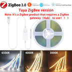5V USB Tuya WiFi Tuya Zigbee 3.0 Warm White COB LED Strip Light Flexible Dimmable 8mm Width 320leds/m 4mm Width 480leds/m RA90