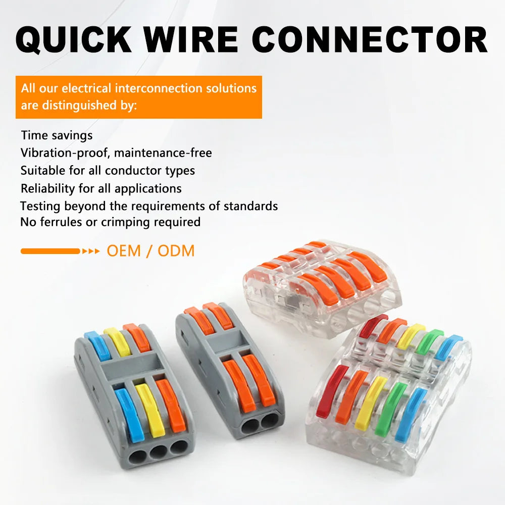 10/50Pcs Mini Fast Wiring Cable Connectors Lever 28-12 AWG Universal Lever Wire Nut Electrical Connectors Push-in Home Terminal