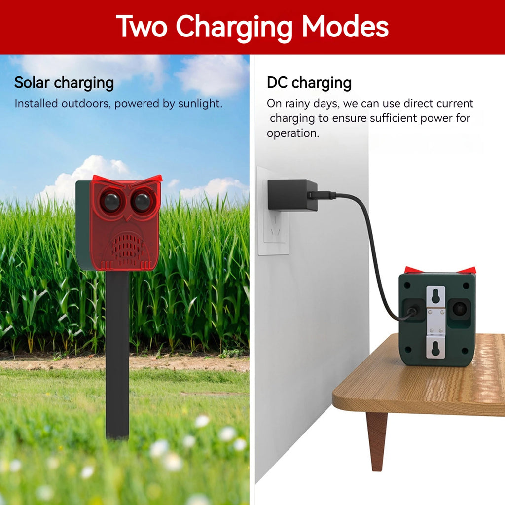 Outdoor Waterproof Solar Outdoor Motion Sensor Alarm Dog Barking&Gunshot Sound Animal Repeller Deter Raccoons Bears and Coyotes