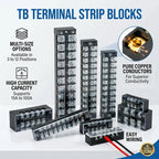 TB1503 TB2503 TB4512 Screw Terminal Block Barrier Strip 15A 25A 45A Wire Connector with Flame Retardant PC Cover for DIN Rail