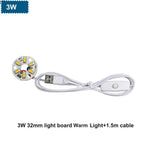 Warm White DC5V 3W USB LED Lights 5730 Chip Single/3 Color Reading Night Light Desk Book Tablet Lamp Switch Power Cable Dimmable