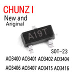50PCS New and Original SMD AO3400A A09T MOSFET SOT-23 AO3400 AO3401 AO3402 AO3404 AO3406 AO3407 AO3415 AO3416