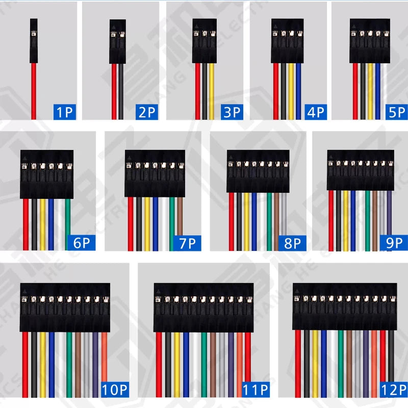 10PCS Dupont Line 2.54MM Pitch Wire Female to Female 1P2 3 4 5 6 Pin Dupont cable connector JUMPER CABLE WIRE FOR PCB 3D Printer