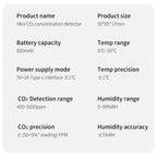 3 in 1 Air Quality Meter CO2 Temp Humidity Tester LCD Screen NDIR Sensor Carbon Dioxide Monoxide Detector with Voice Alarm