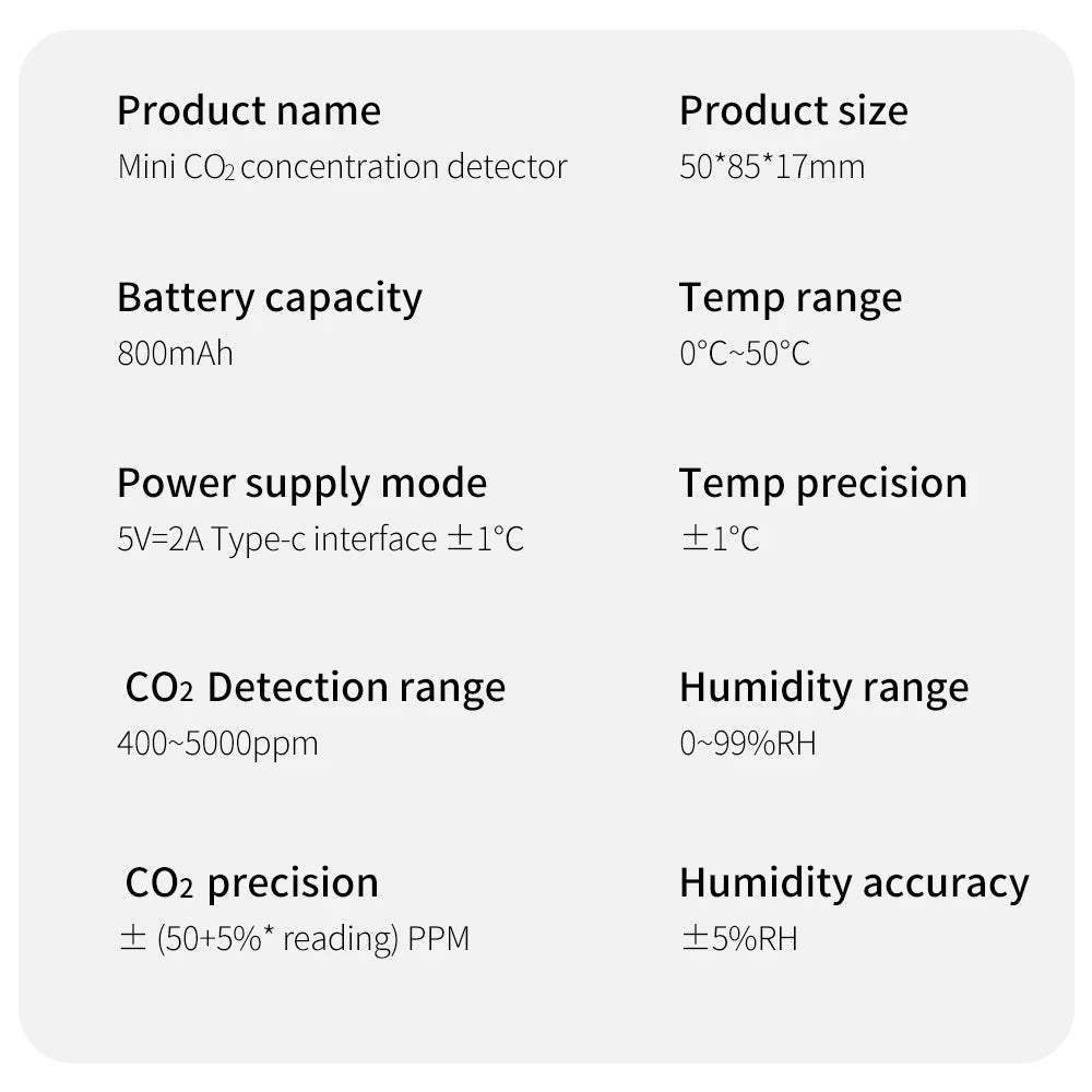 3 in 1 Air Quality Meter CO2 Temp Humidity Tester LCD Screen NDIR Sensor Carbon Dioxide Monoxide Detector with Voice Alarm