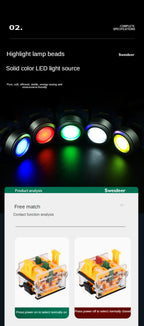 Flat Button Switch Waterproof 30mm Self Reset Locking Momentary Latching Red Green Yellow White Blue Switch Light 6V12V24V220V