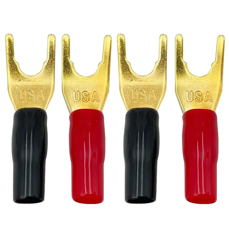 8PCS Gold Plated Y/U Shape Spade Fork Banana Plug Jack Plug Banana Plug Solderless Speaker Cable Power Terminal Connector