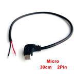1pcs 2Pin 4Pin Micro USB / Type C Charger Connector USB 2.0 Type A Elbow Head Male Power Supply Extension Cable DIY Data Line