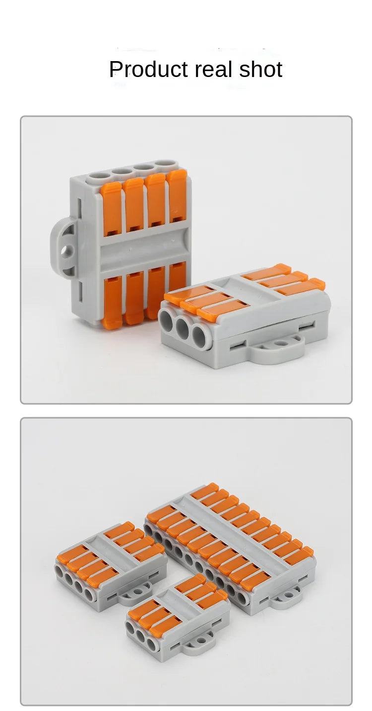 Wire Connector 2/3/4/5/6 Pin Universal Docking Fast Wiring Conductors Push-in Terminal Block Cable Splitter High Power Connector