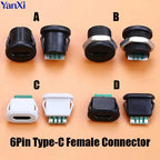 6Pin Type-C USB Waterproof Connector USB-C Direct Compression Welding Wire Type Female Socket Charging Port Tail Plug Interface
